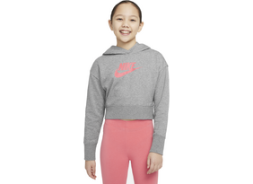 Laste dressipluus Nike Girls NSW CLUB FT CROP HOODIE HBR hall/roosa