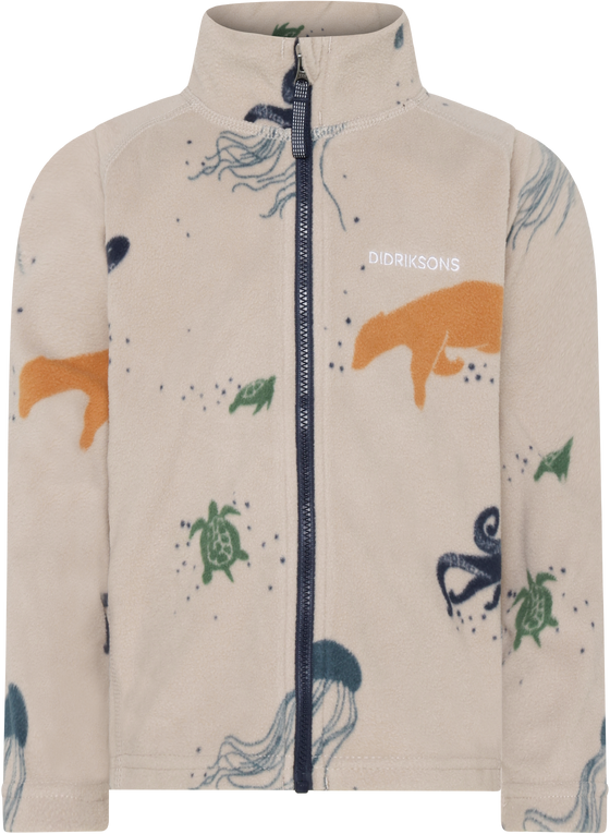 Fliispusa Didriksons Monte Printed Kids' Full-Zip 10 beež