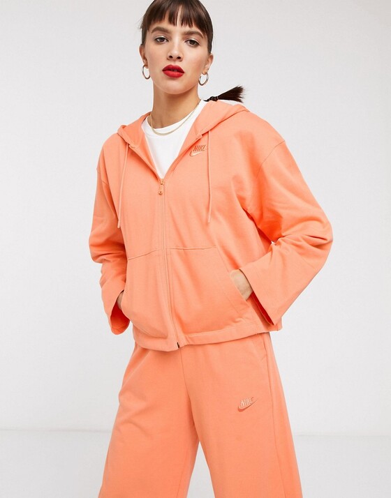 Dressipluus Nike W NSW HOODIE FZ JRSY oranž