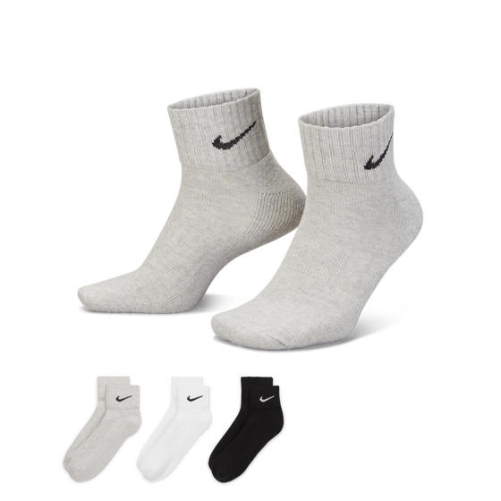 Sokid Unisex Nike Cushion Ankle valge/beež/must 3 paari