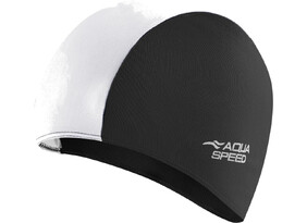Ujumismüts Aqua Speed Polyester Cap tekstiilist must/valge