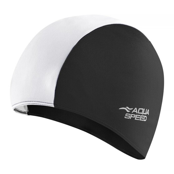 Ujumismüts Aqua Speed Polyester Cap tekstiilist must/valge