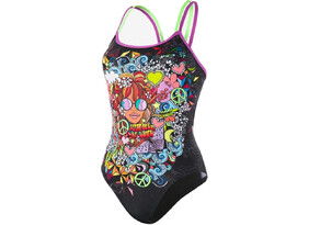 Naiste ujumistrikoo Speedo Hippy Chick Dreams Double Crossback Swimsuit must/kirju