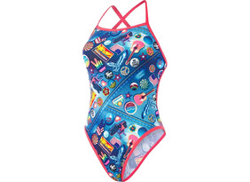 Naiste ujumistrikoo Speedo Retro Pop Cross Tieback sinine/kirju