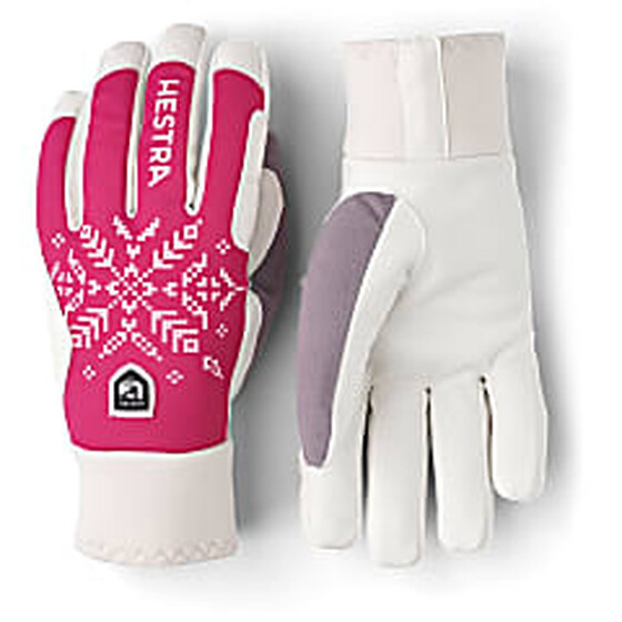 Talvekindad Hestra Women´s XC Primaloft - 5 finger valge/roosa