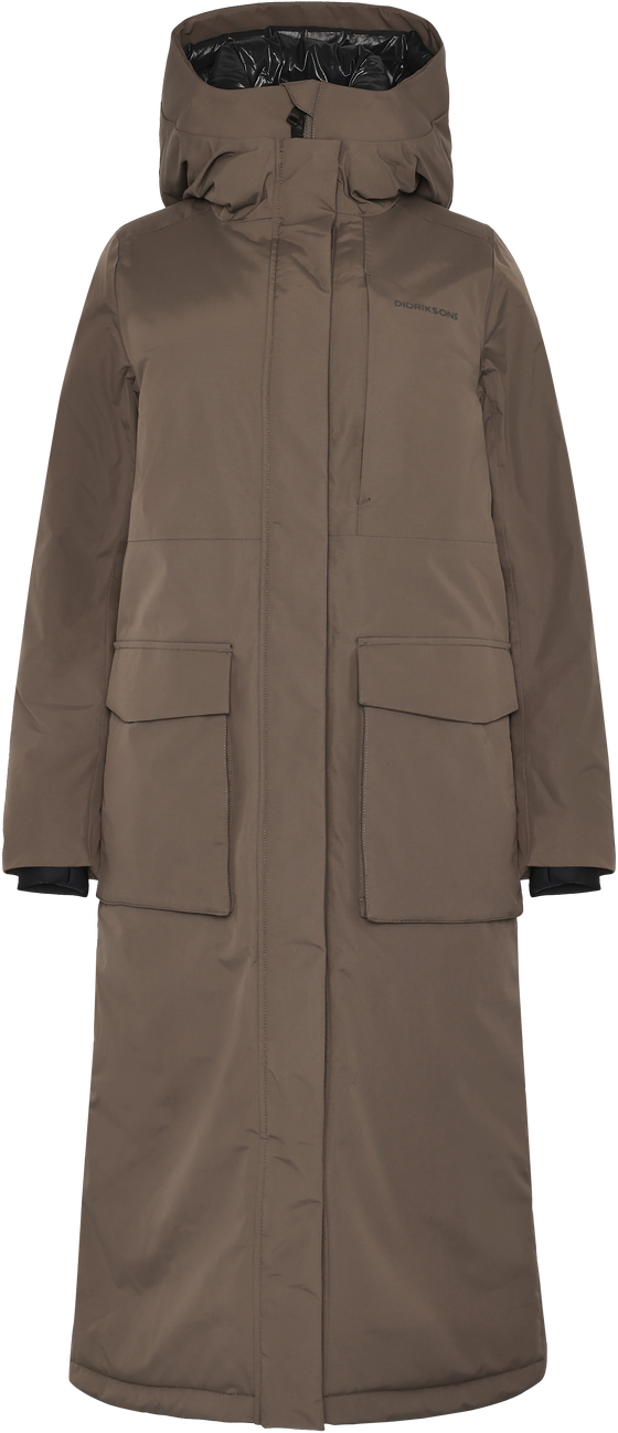 Parka Didriksons Leya 4 Long tumepruun (Mocha Brown)