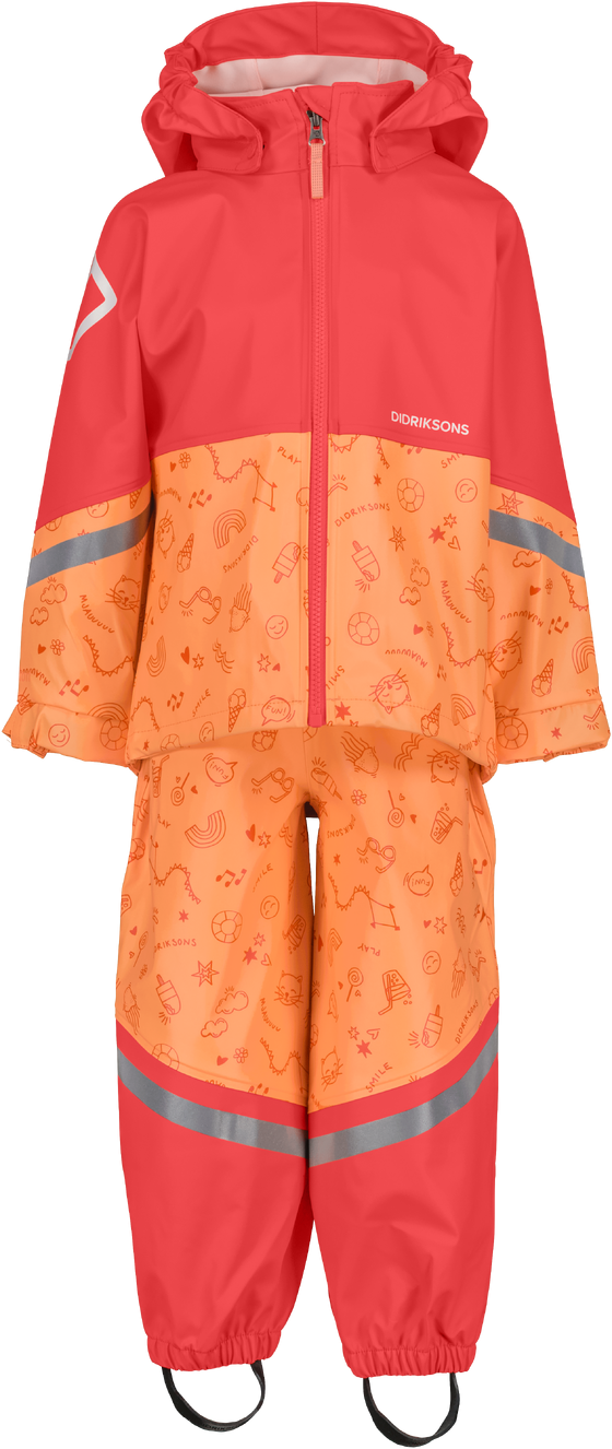 Vihmakomplekt Didriksons Waterman Printed Kids' Set Galon roosa/oranž