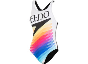 Naiste ujumistrikoo Speedo RETRO DIGITAL PLACEMENT MEDALIST valge/kirju