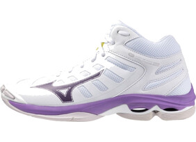 Naiste Võrkpallijalatsid Mizuno WAVE VOLTAGE 2 MID valge/helesinine/lilla
