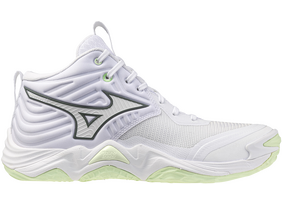 Naiste Võrkpallijalatsid Mizuno WAVE MOMENTUM ELITE MID valge/heleroheline