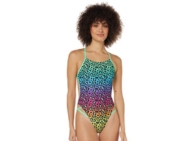 Naiste ujumistrikoo Speedo JungleGlare Placement Neon Freestyler roheline/kollane
